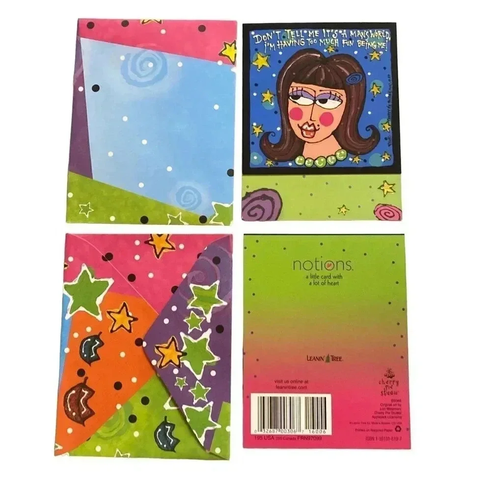 FRIENDSHIP Funny Brunette Girl Greeting Cards VTG Leanin' Tree‎ Lori Wiseman NOS